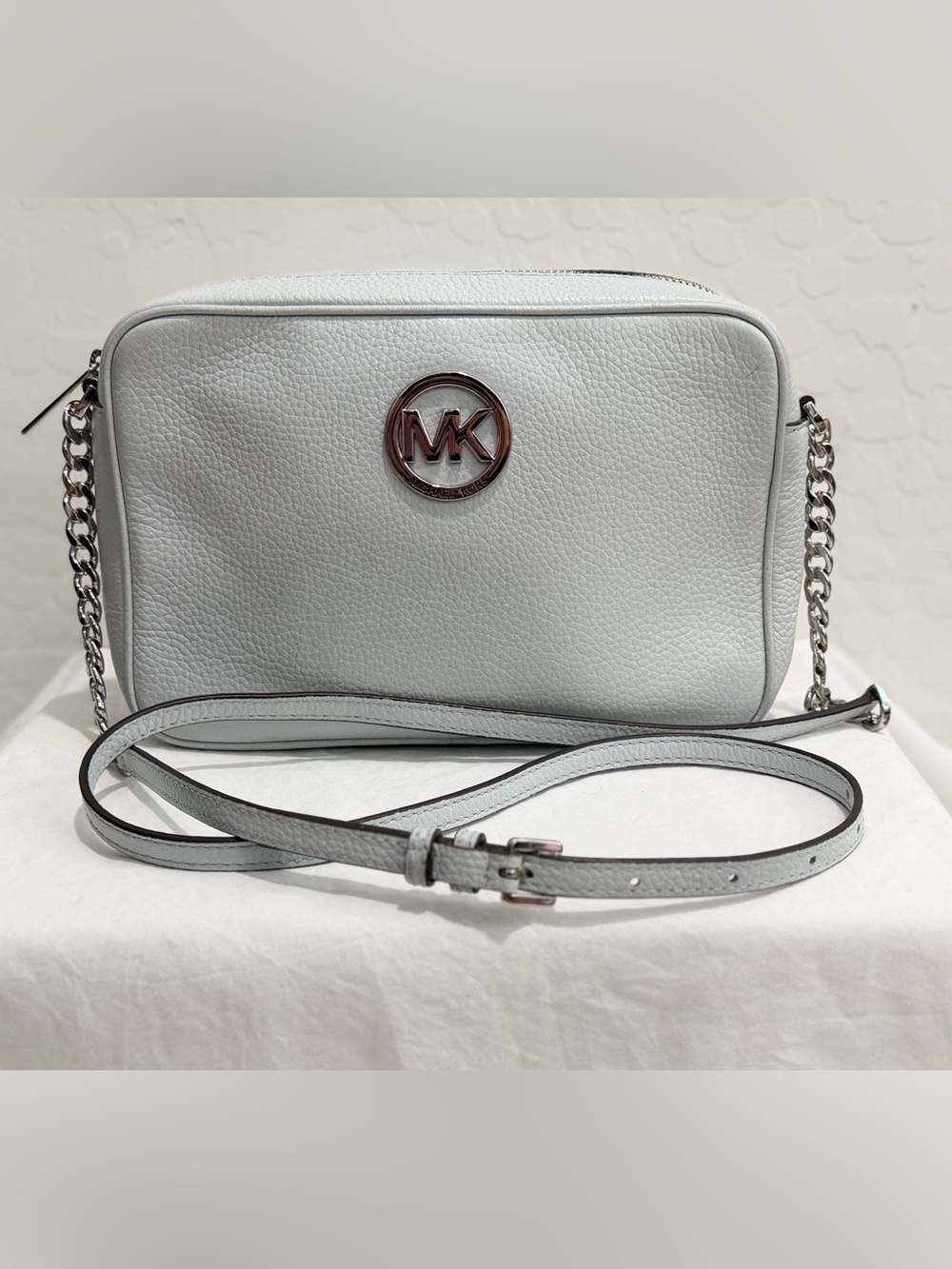 Michael Kors Pale Blue Pebble Leather Crossbody